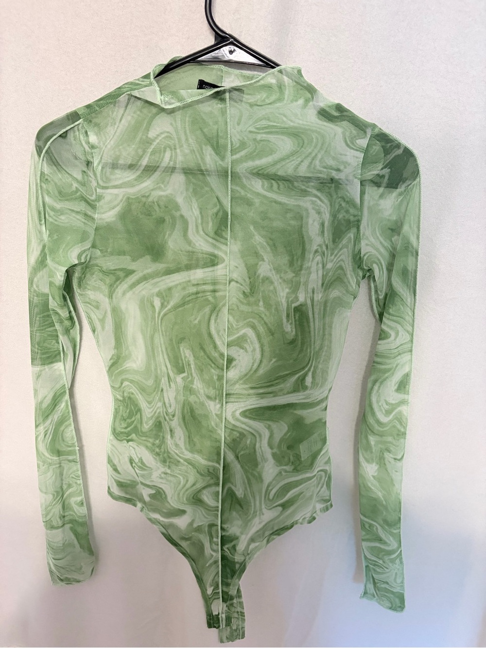 naked wardrobe Light Lime Green Marble Mesh Bodysuit